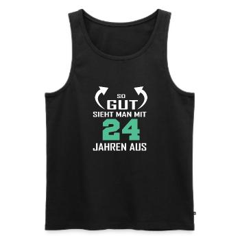 That's how good you look at 24 - Men's Premium Organic Tank Top - black - Front - Michal (187cm)