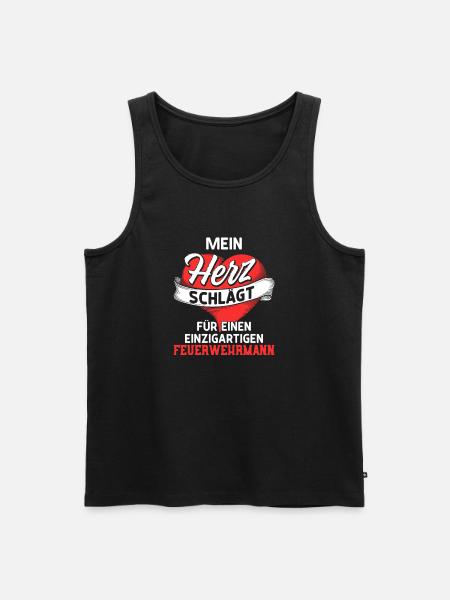 Heart beats for a firefighter - Men's Premium Organic Tank Top - black