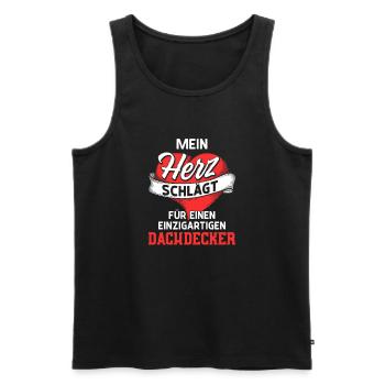 Mein Herz schlägt fürs einen Dachdecker / Spruch - Männer Premium Bio Tank Top - Schwarz - Vorne - Michal (187cm)