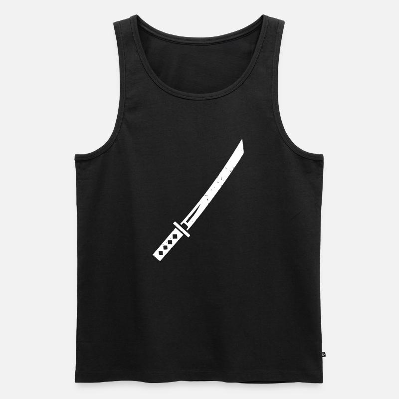 Katana Schwert Samurai Waffe Vektor - Männer Premium Bio Tank Top - Schwarz
