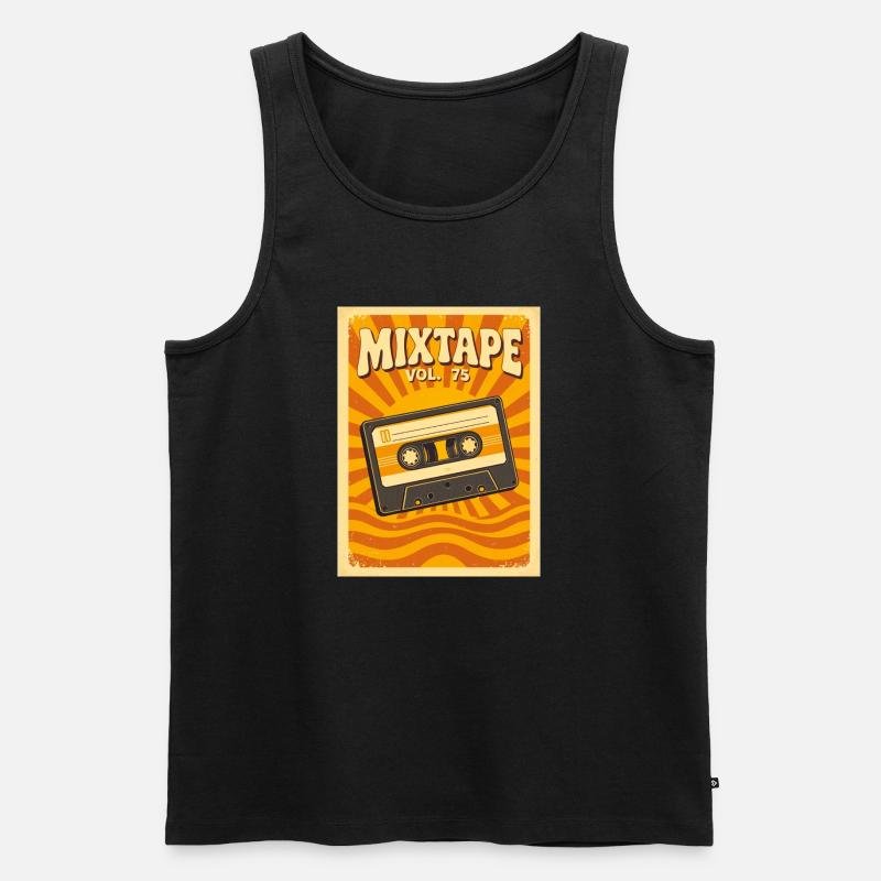 Retro-Mixtape-Illustration mit warmen Siebzigern - Männer Premium Bio Tank Top - Schwarz