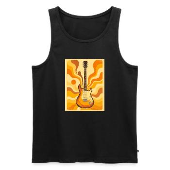 Psychedelische Retro-Gitarre mit lebendigen Siebzigern - Männer Premium Bio Tank Top - Schwarz - Vorne - AI Model Male 178 light (178cm)