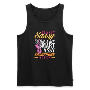 Elegant Naughty Clever Asshole Saxophone Queen - Men's Premium Organic Tank Top - black - Front - AI Model Male 178 light (178cm)