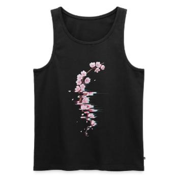 Glitch Cherry Blossom Modern Blossom Branch - Men's Premium Organic Tank Top - black - Front - AI Model Male 178 light (178cm)