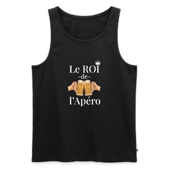 Roi de l’Apéro Cadeau Drôle d’Apéritif - Débardeur bio Premium Homme - noir - Devant - AI Model Male 178 light (178cm)