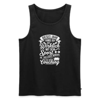 This year really with the sport - Men's Premium Organic Tank Top - black - Front - AI Model Male 178 light (178cm)