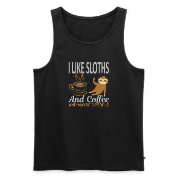 Likes sloths coffee 3 people - Men's Premium Organic Tank Top - black - Front - AI Model Male 178 light (178cm)