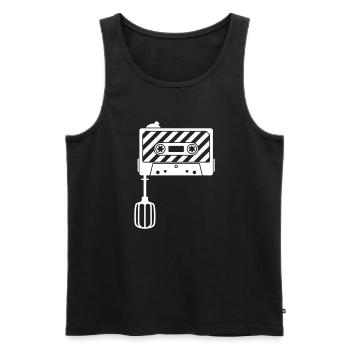 Mixtape vs. Mixer – Retro DJ Music Cassette  - Männer Premium Bio Tank Top - Schwarz - Vorne - AI Model Male 178 light (178cm)