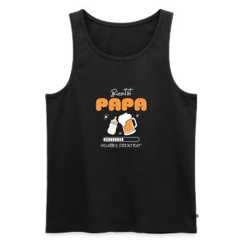 Coming Soon Daddy Humor Pregnancy with Beer & Baby Bottle - Men's Premium Organic Tank Top - black - Front - Michal (187cm)