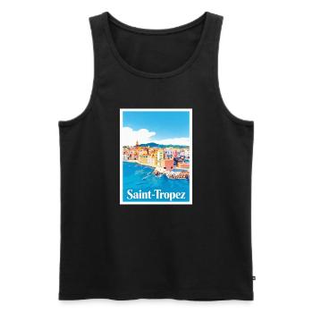 Saint-Tropez Côte d'Azur - Männer Premium Bio Tank Top - Schwarz - Vorne - AI Model Male 178 light (178cm)