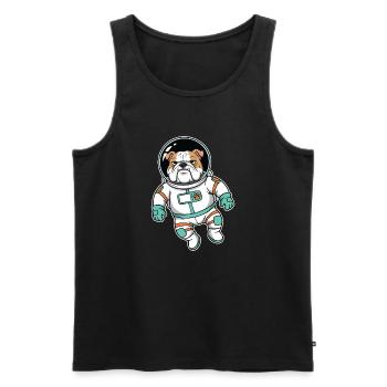 English Bulldog Dog Space Astronaut - Men's Premium Organic Tank Top - black - Front - AI Model Male 178 light (178cm)
