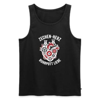 Zechen Herz, Ruhrpott Shirt, Hoodie, Tasche, Tasse - Männer Premium Bio Tank Top - Schwarz - Vorne - Michal (187cm)