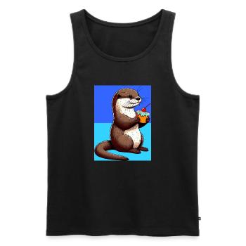 loutre - Débardeur bio Premium Homme - noir - Devant - Michal (187cm)