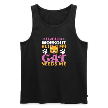 No workout cat needs me - Men's Premium Organic Tank Top - black - Front - Michal (187cm)