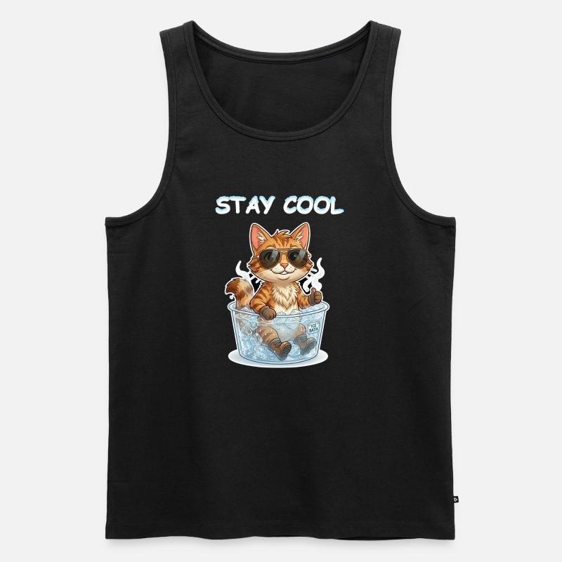 Eisbad Kätzchen Cool Bleiben - Männer Premium Bio Tank Top - Schwarz