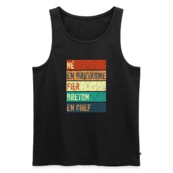 Né en Bretagne Fier Breton - Débardeur bio Premium Homme - noir - Devant - Michal (187cm)