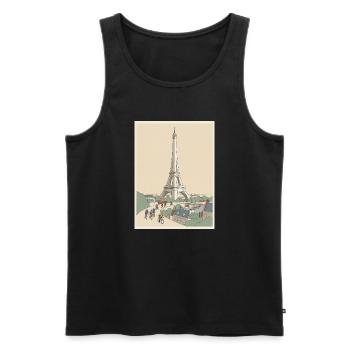 Paris Ride — Souvenir du cyclisme - Débardeur bio Premium Homme - noir - Devant - AI Model Male 178 light (178cm)