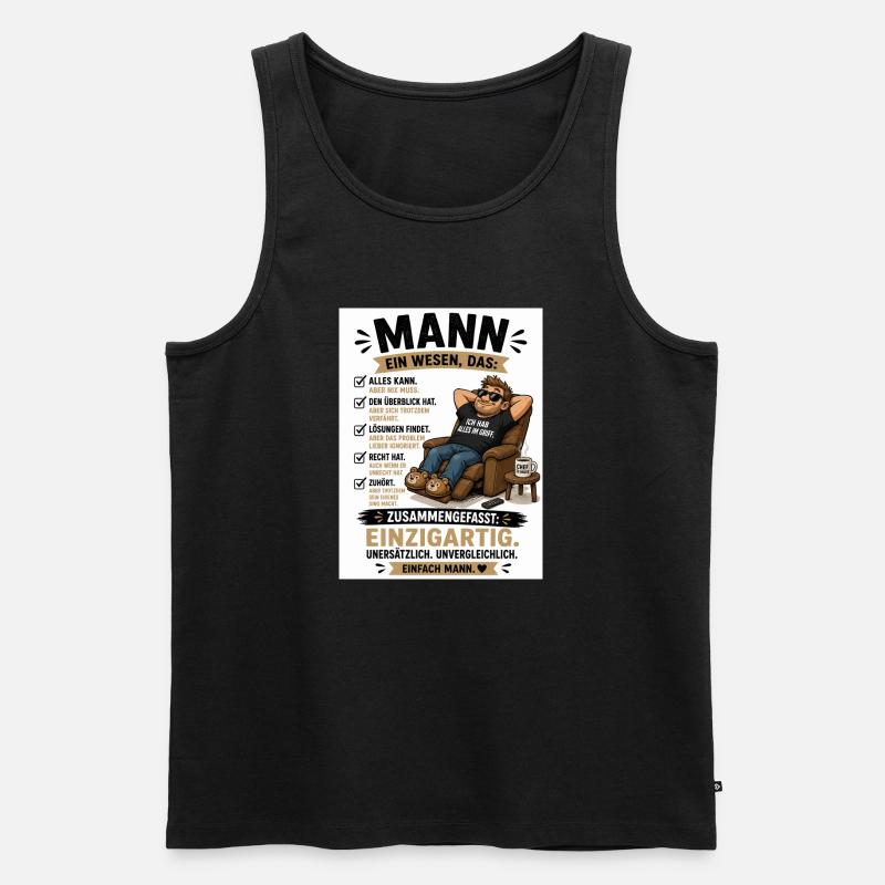 Mann: Einzigartig, unverwechselbar - Männer Premium Bio Tank Top - Schwarz