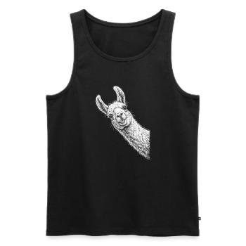 Funny peeking llama - Men's Premium Organic Tank Top - black - Front - AI Model Male 178 light (178cm)