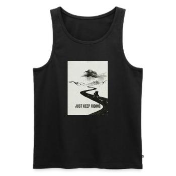 Just Keep Riding Motorcycle Adventure - Men's Premium Organic Tank Top - black - Front - Michal (187cm)