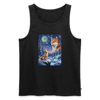 Hurler à la Lune Chien Mème Shiba Inu - Débardeur bio Premium Homme - noir - Devant - Michal (187cm)