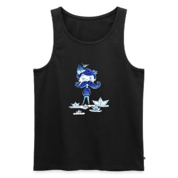 Mr. Blue - Men's Premium Organic Tank Top - black - Front - Michal (187cm)