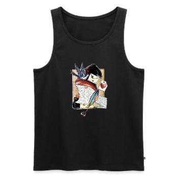 Nain de livre mignon au cœur de plume - Débardeur bio Premium Homme - noir - Devant - Michal (187cm)
