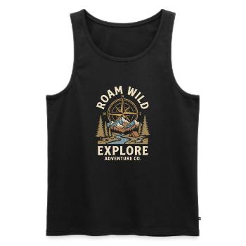 Berge – Roam Wild - Männer Premium Bio Tank Top - Schwarz - Vorne - Michal (187cm)