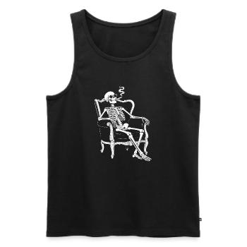 Skeleton on Sofa Smoke Chill - Men's Premium Organic Tank Top - black - Front - Michal (187cm)