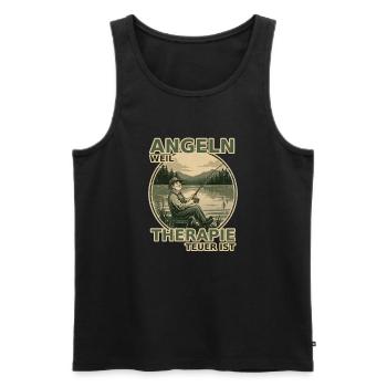 Angeln, weil Therapie teuer ist - Männer Premium Bio Tank Top - Schwarz - Vorne - Michal (187cm)