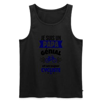 Papa génial & cycliste – idée fête des pères - Débardeur bio Premium Homme - noir - Devant - Michal (187cm)