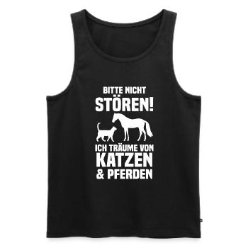 Pferde Pferdeliebhaber Katzenliebhaber Katzen - Männer Premium Bio Tank Top - Schwarz - Vorne - AI Model Male 178 light (178cm)