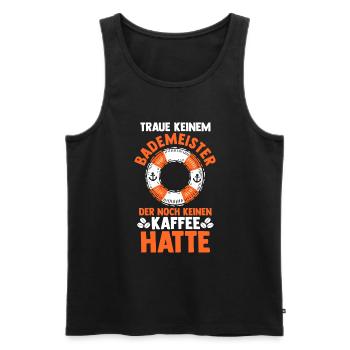 Rettungsschwimmer Kaffee Bademeister - Männer Premium Bio Tank Top - Schwarz - Vorne - Michal (187cm)