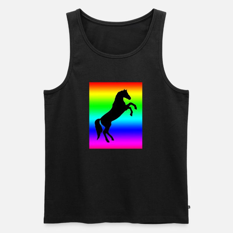 Regenbogen Pferd - Männer Premium Bio Tank Top - Schwarz