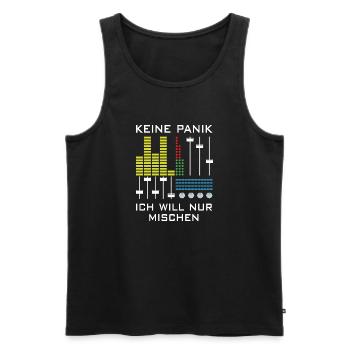 Keine Panik | Deejay, Mischpult - Männer Premium Bio Tank Top - Schwarz - Vorne - AI Model Male 178 light (178cm)
