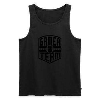Gamer Team (blason) - Débardeur bio Premium Homme - noir - Devant - AI Model Male 178 light (178cm)