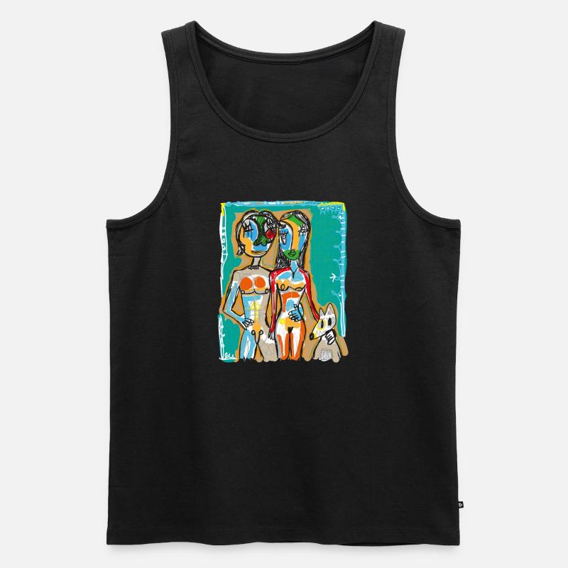 Ehepaar mit Hund - Männer Premium Bio Tank Top - Schwarz