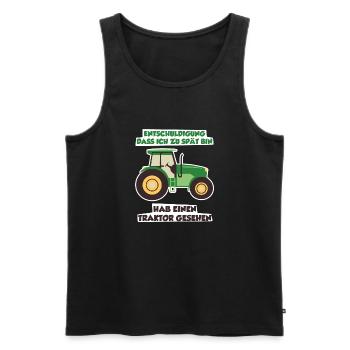 Hab einen Traktor gesehen - Männer Premium Bio Tank Top - Schwarz - Vorne - AI Model Male 178 light (178cm)