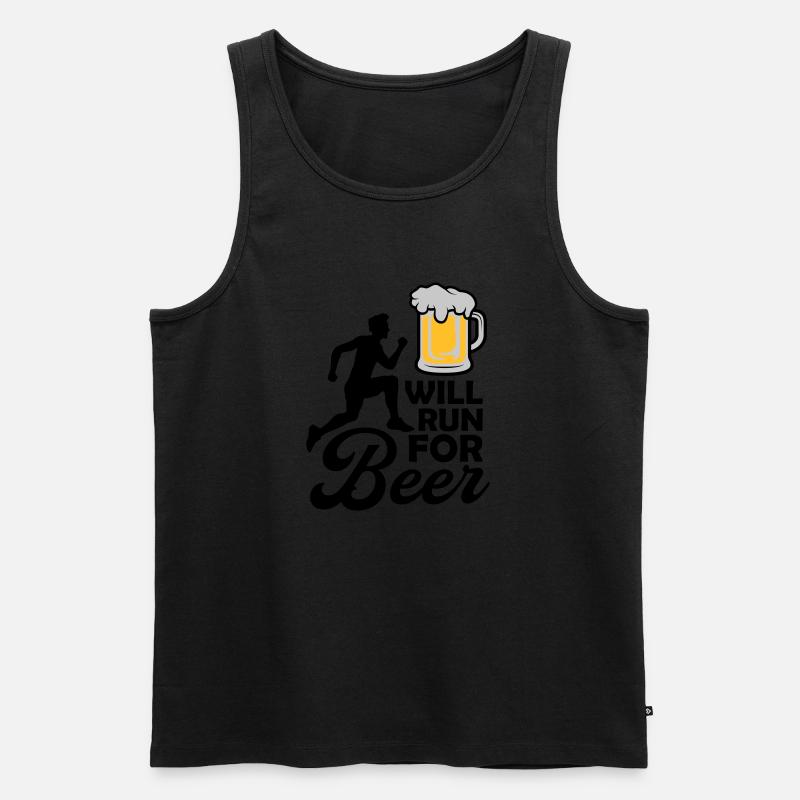 Will run Beer - Männer Premium Bio Tank Top - Schwarz