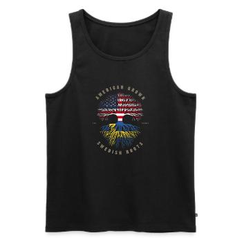Racines suédoises cultivées aux États-Unis Drapeau de la Suède - Débardeur bio Premium Homme - noir - Devant - AI Model Male 178 light (178cm)