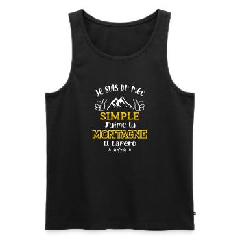 je suis un mec simple j'aime montagne et apéro - Débardeur bio Premium Homme - noir - Devant - Michal (187cm)