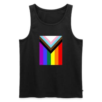 Regenbogen Pride Flagge - Männer Premium Bio Tank Top - Schwarz - Vorne - AI Model Male 178 light (178cm)