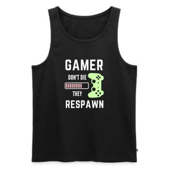 Gamer Joystick Gaming Controller Respawn Saying 1 - Men's Premium Organic Tank Top - black - Front - Michal (187cm)