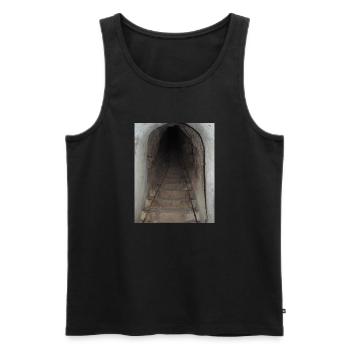 72AF1710 E609 4E5C 97B6 D18715D4AC12 - Männer Premium Bio Tank Top - Schwarz - Vorne - AI Model Male 178 light (178cm)