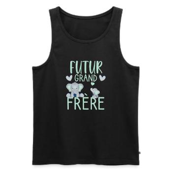 Enfant futur grand frère annonce grossesse - Débardeur bio Premium Homme - noir - Devant - Michal (187cm)