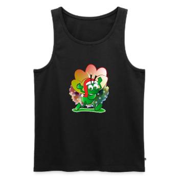 Grüne Ameise mit dem Hut des Weihnachtsmanns, der eine Blume trägt - Männer Premium Bio Tank Top - Schwarz - Vorne - AI Model Male 178 light (178cm)