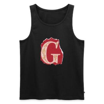 Buchstabe G - Männer Premium Bio Tank Top - Schwarz - Vorne - AI Model Male 178 light (178cm)