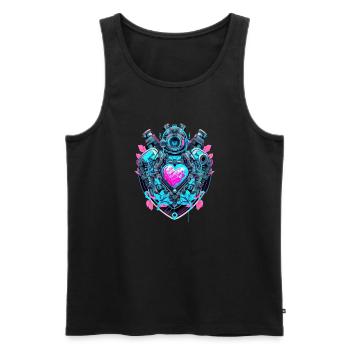 Cyborg Herz - Männer Premium Bio Tank Top - Schwarz - Vorne - Michal (187cm)