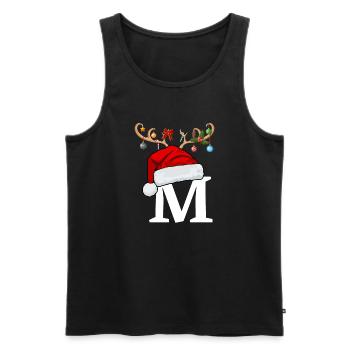 Lettre M bonnet de Noël - Débardeur bio Premium Homme - noir - Devant - Michal (187cm)