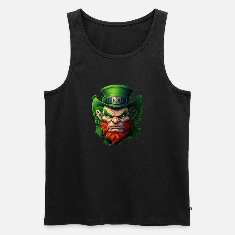 Wütender Leprechaun St. Patrick's Day - Männer Premium Bio Tank Top - Schwarz